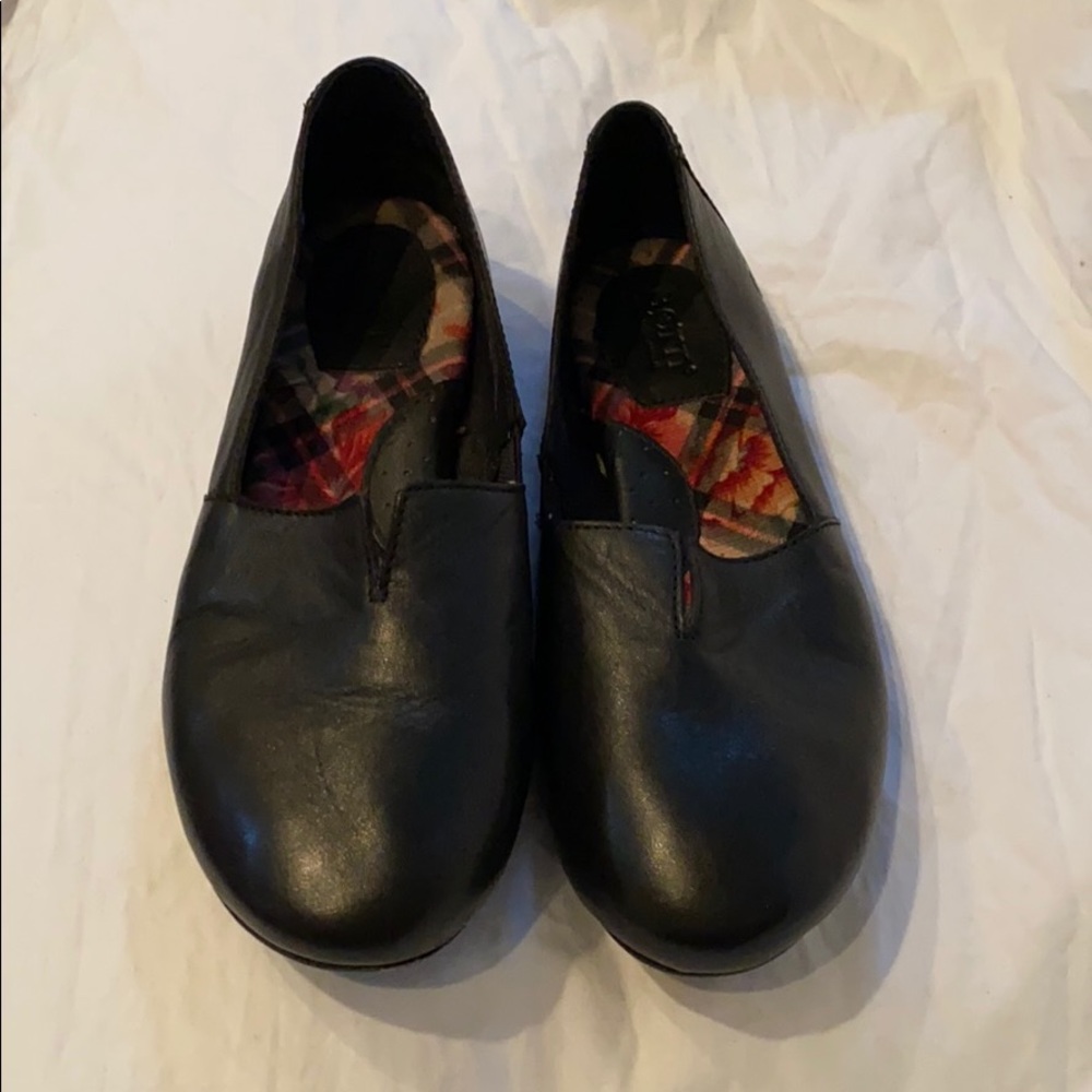 Born SEBRA Black Leather Slip on Moccasin D74603